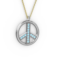 Barış Kolye - Akuamarin 14 ayar beyaz altın kolye (40 cm altın rolo zincir) #1xz3lkb