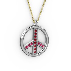 Garnet ve rodolit garnet 8 ayar beyaz altın kolye (40 cm altın rolo zincir)