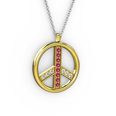 Rodolit garnet ve swarovski 14 ayar altın kolye (40 cm beyaz altın rolo zincir)