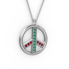 Barış Kolye - Yeşil kuvars ve garnet 925 ayar gümüş kolye (40 cm gümüş rolo zincir) #5hxheb