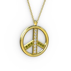 Barış Kolye - Swarovski ve peridot 925 ayar altın kaplama gümüş kolye (40 cm altın rolo zincir) #777lif
