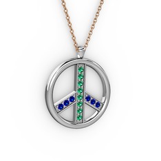 Barış Kolye - Yeşil kuvars ve lab safir 925 ayar gümüş kolye (40 cm gümüş rolo zincir) #bphnbp