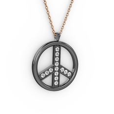 Swarovski 925 ayar siyah rodyum kaplama gümüş kolye (40 cm gümüş rolo zincir)