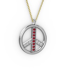 Garnet ve swarovski 925 ayar gümüş kolye (40 cm altın rolo zincir)
