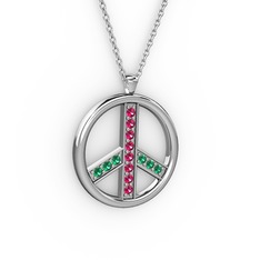 Barış Kolye - Rodolit garnet ve yeşil kuvars 925 ayar gümüş kolye (40 cm gümüş rolo zincir) #kcqbvk