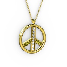 Barış Kolye - Swarovski ve peridot 14 ayar altın kolye (40 cm altın rolo zincir) #o2yudm