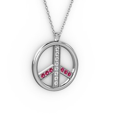 Barış Kolye - Swarovski ve rodolit garnet 925 ayar gümüş kolye (40 cm beyaz altın rolo zincir) #s89xtg