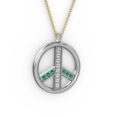 Barış Kolye - Swarovski ve yeşil kuvars 925 ayar gümüş kolye (40 cm altın rolo zincir) #svkrsc