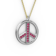 Rodolit garnet 14 ayar beyaz altın kolye (40 cm altın rolo zincir)