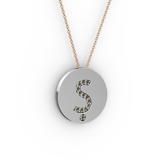 Ş Baş Harf Kolye - Dumanlı kuvars 925 ayar gümüş kolye (40 cm rose altın rolo zincir) #1jk0a2l