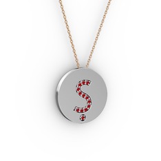 Ş Baş Harf Kolye - Garnet 14 ayar beyaz altın kolye (40 cm gümüş rolo zincir) #lmg6wv