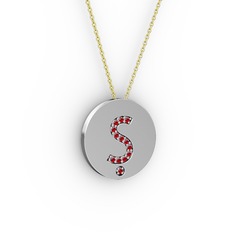 Garnet 18 ayar beyaz altın kolye (40 cm gümüş rolo zincir)