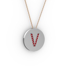 Garnet 18 ayar beyaz altın kolye (40 cm gümüş rolo zincir)