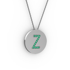 Z Baş Harf Kolye - Yeşil kuvars 925 ayar gümüş kolye (40 cm gümüş rolo zincir) #12aqndo