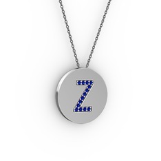 Z Baş Harf Kolye - Lab safir 925 ayar gümüş kolye (40 cm gümüş rolo zincir) #13srqz1