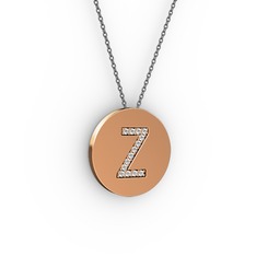 Z Baş Harf Kolye - Pırlanta 18 ayar rose altın kolye (0.1232 karat, 40 cm gümüş rolo zincir) #14p70ci