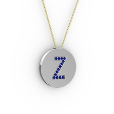 Z Baş Harf Kolye - Lab safir 925 ayar gümüş kolye (40 cm altın rolo zincir) #17fye5