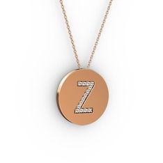 Z Baş Harf Kolye - Pırlanta 18 ayar rose altın kolye (0.1232 karat, 40 cm gümüş rolo zincir) #1rpzk7o