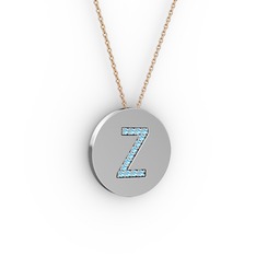 Z Baş Harf Kolye - Akuamarin 18 ayar beyaz altın kolye (40 cm gümüş rolo zincir) #1t4c2sq