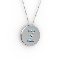 Z Baş Harf Kolye - Akuamarin 925 ayar gümüş kolye (40 cm beyaz altın rolo zincir) #g2qcsq
