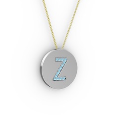 Z Baş Harf Kolye - Akuamarin 925 ayar gümüş kolye (40 cm altın rolo zincir) #lwrxek