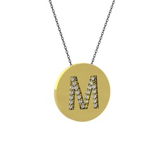 Swarovski 925 ayar altın kaplama gümüş kolye (40 cm gümüş rolo zincir)