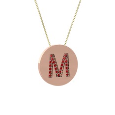 Garnet 18 ayar rose altın kolye (40 cm altın rolo zincir)