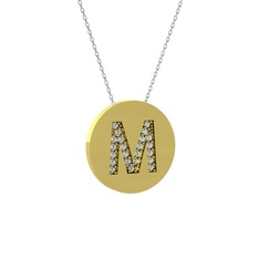 Swarovski 925 ayar altın kaplama gümüş kolye (40 cm beyaz altın rolo zincir)
