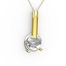 Rima Kolye - Beyaz zirkon 925 ayar altın kaplama gümüş kolye (40 cm gümüş rolo zincir) #101o6jx