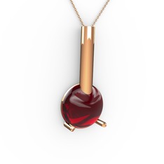 Rima Kolye - Garnet 14 ayar rose altın kolye (40 cm rose altın rolo zincir) #104rteb