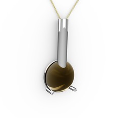 Rima Kolye - Dumanlı kuvars 925 ayar gümüş kolye (40 cm altın rolo zincir) #10ekdvv