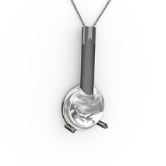 Rima Kolye - Swarovski 925 ayar siyah rodyum kaplama gümüş kolye (40 cm gümüş rolo zincir) #13dr15i