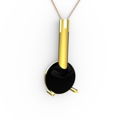 Rima Kolye - Siyah zirkon 14 ayar altın kolye (40 cm rose altın rolo zincir) #14yalu8