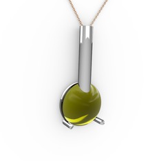 Rima Kolye - Peridot 14 ayar beyaz altın kolye (40 cm gümüş rolo zincir) #161zp2k