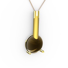 Rima Kolye - Dumanlı kuvars 18 ayar altın kolye (40 cm gümüş rolo zincir) #16fpa99
