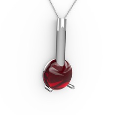 Rima Kolye - Garnet 18 ayar beyaz altın kolye (40 cm gümüş rolo zincir) #16slc7
