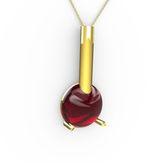 Rima Kolye - Garnet 8 ayar altın kolye (40 cm gümüş rolo zincir) #1768xix