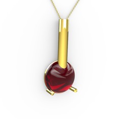 Garnet 8 ayar altın kolye (40 cm gümüş rolo zincir)