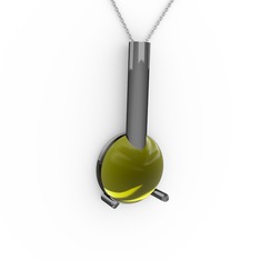 Rima Kolye - Peridot 925 ayar siyah rodyum kaplama gümüş kolye (40 cm gümüş rolo zincir) #185pg8x