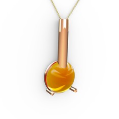 Rima Kolye - Sitrin 925 ayar rose altın kaplama gümüş kolye (40 cm altın rolo zincir) #19i3nqc