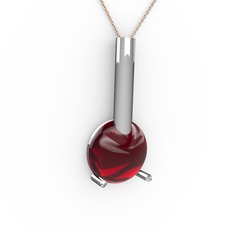 Rima Kolye - Garnet 8 ayar beyaz altın kolye (40 cm rose altın rolo zincir) #1c62n2r