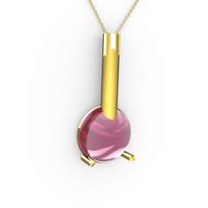 Rima Kolye - Pembe kuvars 18 ayar altın kolye (40 cm altın rolo zincir) #1cs2h6j