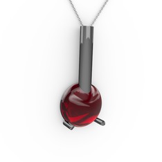 Garnet 925 ayar siyah rodyum kaplama gümüş kolye (40 cm beyaz altın rolo zincir)