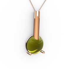 Peridot 18 ayar rose altın kolye (40 cm rose altın rolo zincir)