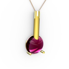 Rima Kolye - Rodolit garnet 925 ayar altın kaplama gümüş kolye (40 cm rose altın rolo zincir) #1dpkal7