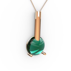 Rima Kolye - Yeşil kuvars 925 ayar rose altın kaplama gümüş kolye (40 cm gümüş rolo zincir) #1f9mrl