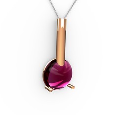Rima Kolye - Rodolit garnet 925 ayar rose altın kaplama gümüş kolye (40 cm beyaz altın rolo zincir) #1fy248v