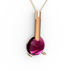 Rima Kolye - Rodolit garnet 18 ayar rose altın kolye (40 cm altın rolo zincir) #1h5uka