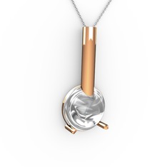 Rima Kolye - Swarovski 18 ayar rose altın kolye (40 cm beyaz altın rolo zincir) #1j9ayct