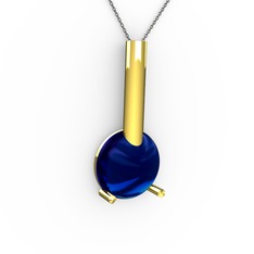 Rima Kolye - Lab safir 8 ayar altın kolye (40 cm gümüş rolo zincir) #1jo5ja8